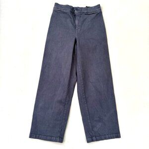 Madewell Size 26 Emmett Wide Leg Crop Pants Navy Blue High Rise 99% Cotton